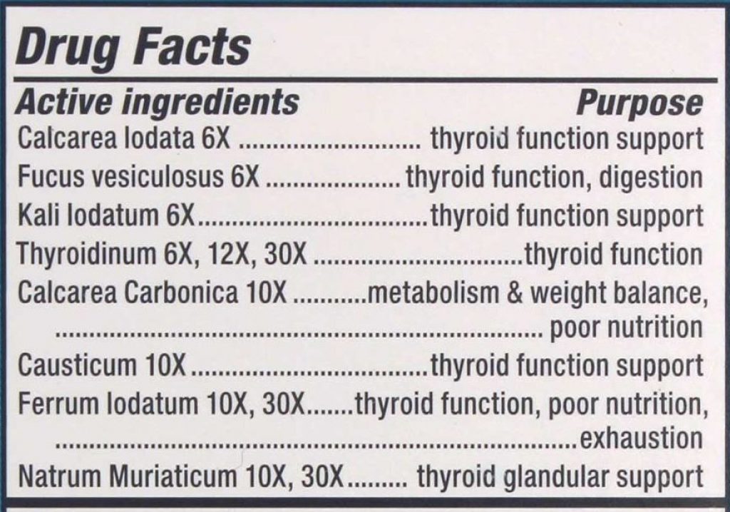 NatraBio Thyroid Support Supplement Facts