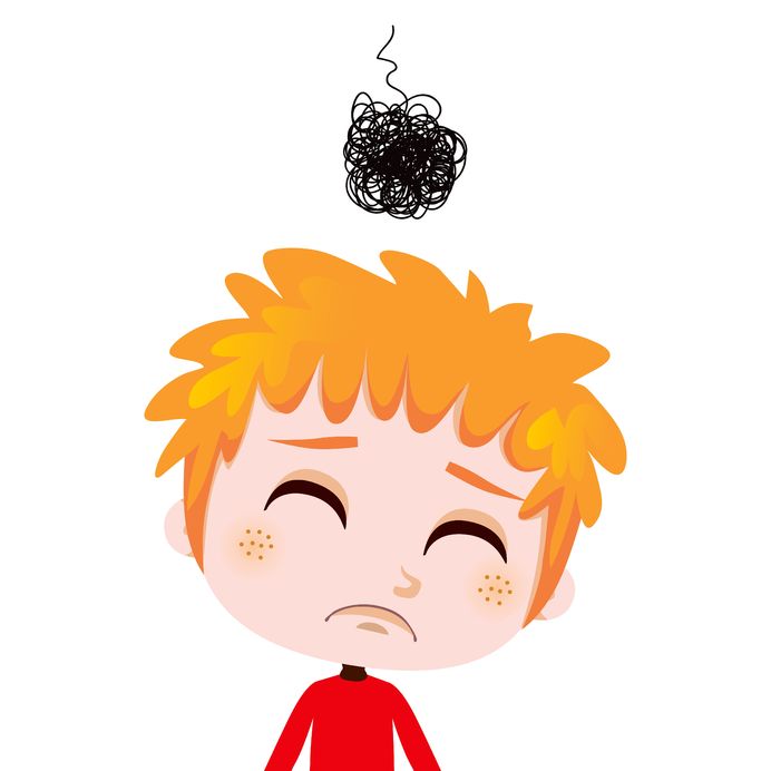 portrait illustration of a worried kid expressing sadness and depression