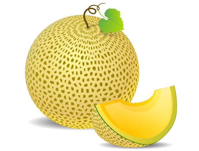 ripe yellow melon on a white background